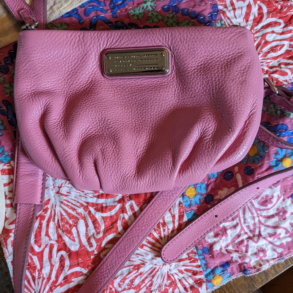 Marc by Marc Jacobs Small Pink Classic Q Pebbled Leather Crossbody